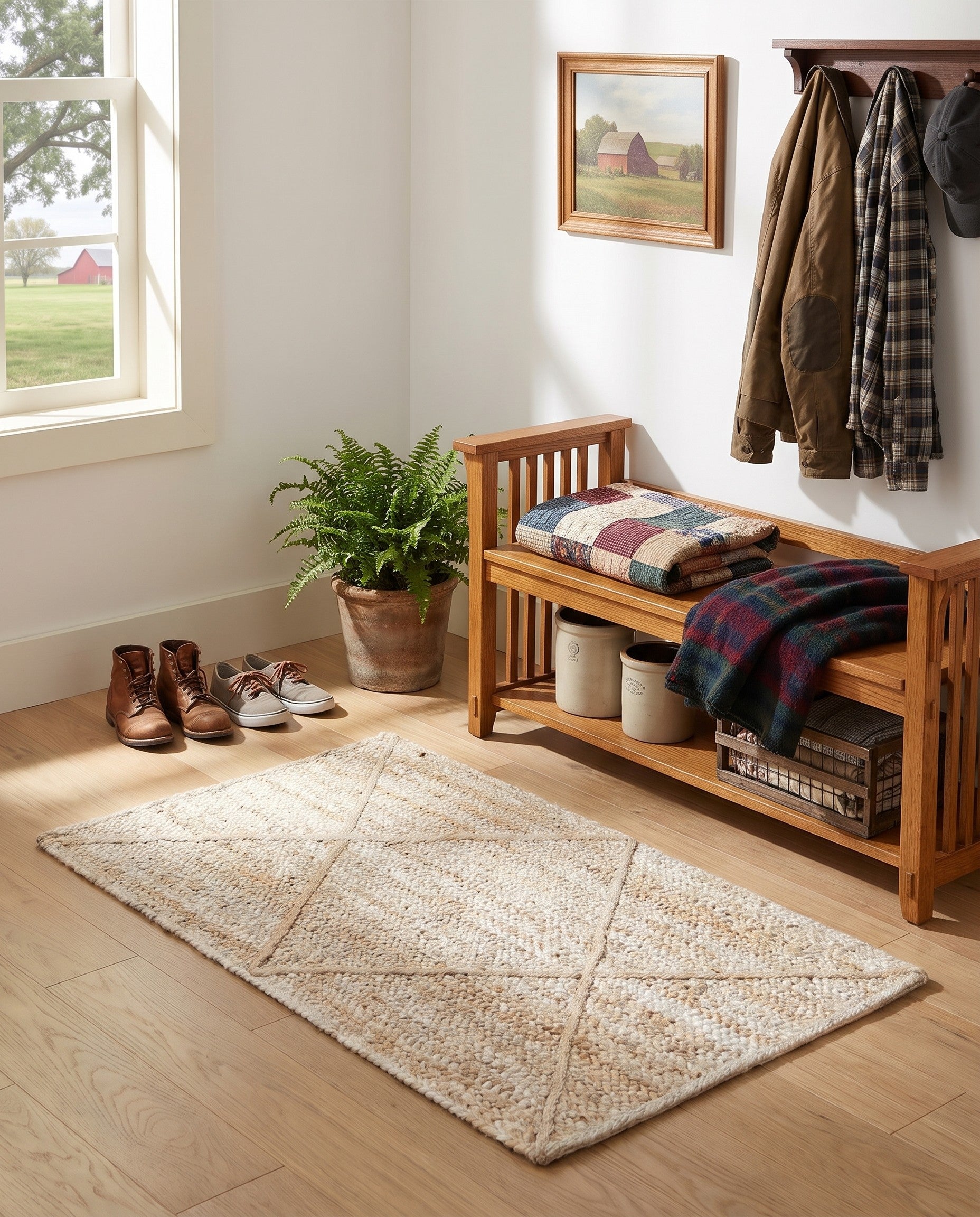2' x 3' 1 Handmade Braided Jute Rug