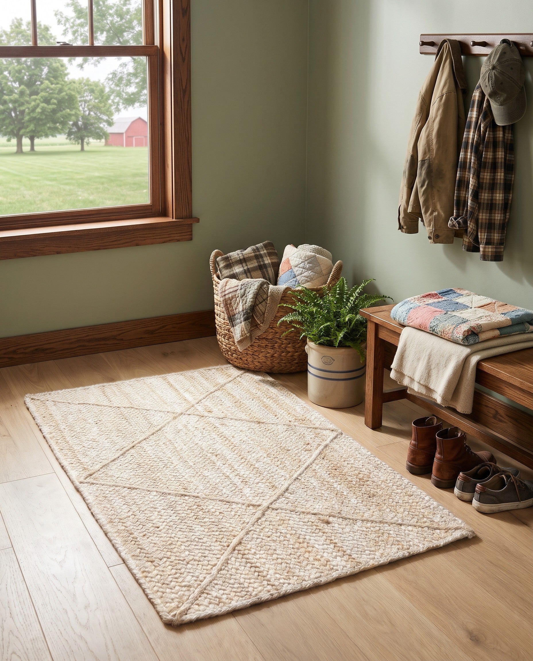 2' x 3' 1 Handmade Braided Jute Rug