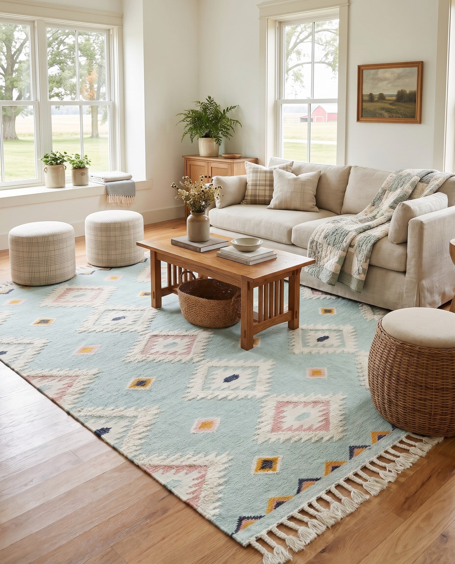 Light Aqua Hand Woven Arizona Wool Rug