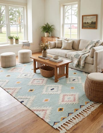 Light Aqua Hand Woven Arizona Wool Rug