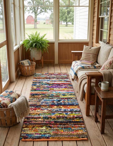 2' 2 x 6' 1 Handmade Braided Chindi Runner Rug