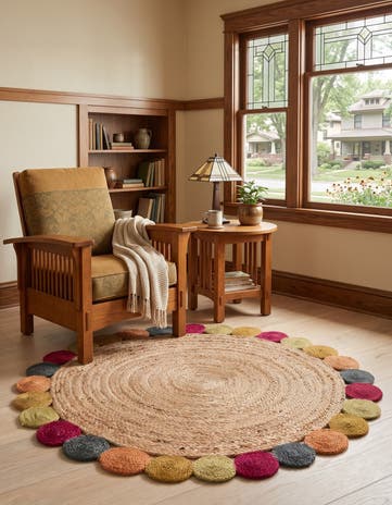 3' 3 x 3' 3 Handmade Braided Jute Round Rug