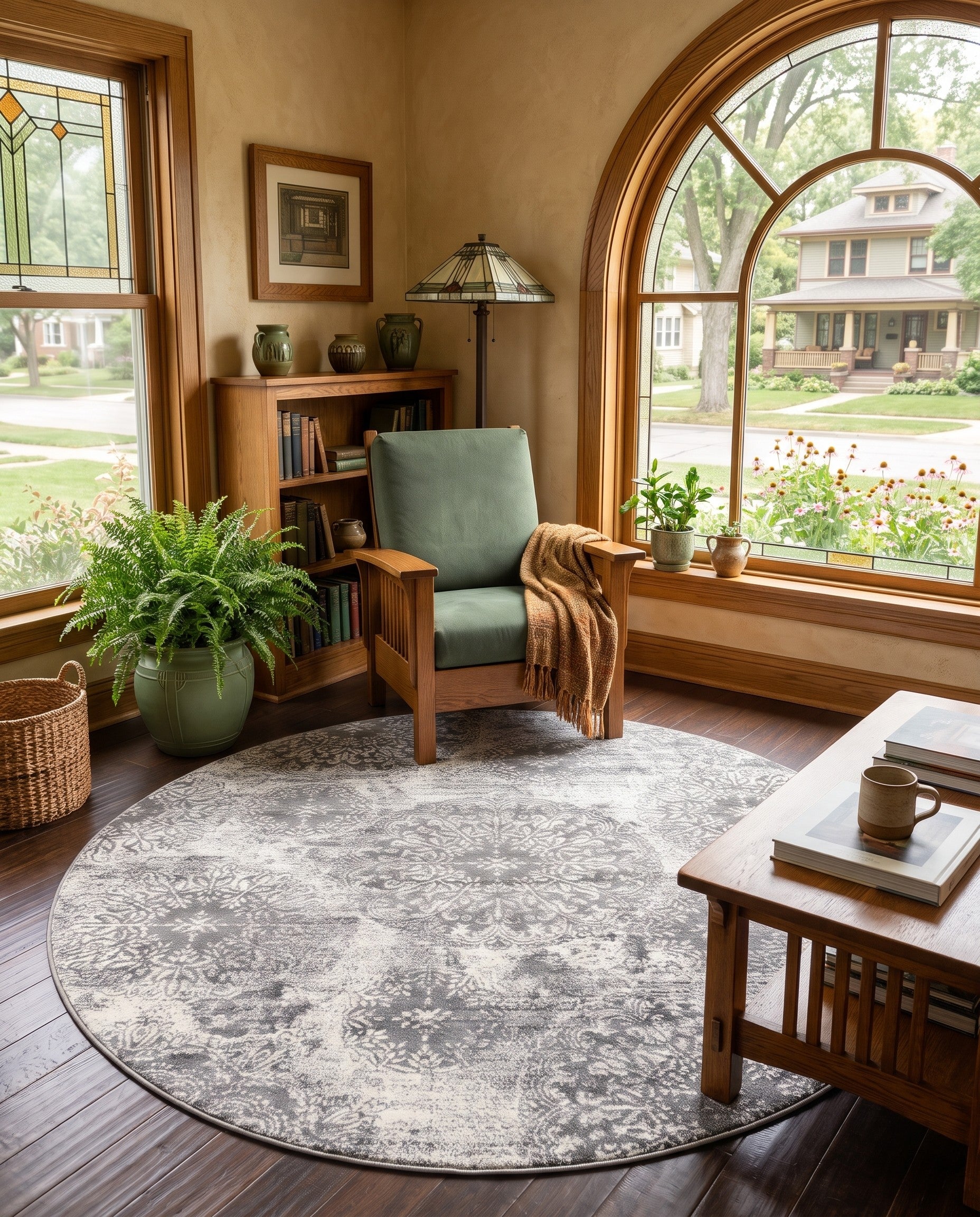 Gray Monte Carlo Round Rug