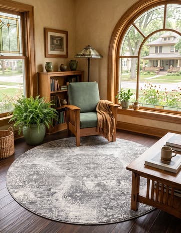 Gray Monte Carlo Round Rug