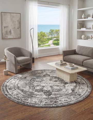 Gray Monte Carlo Round Rug