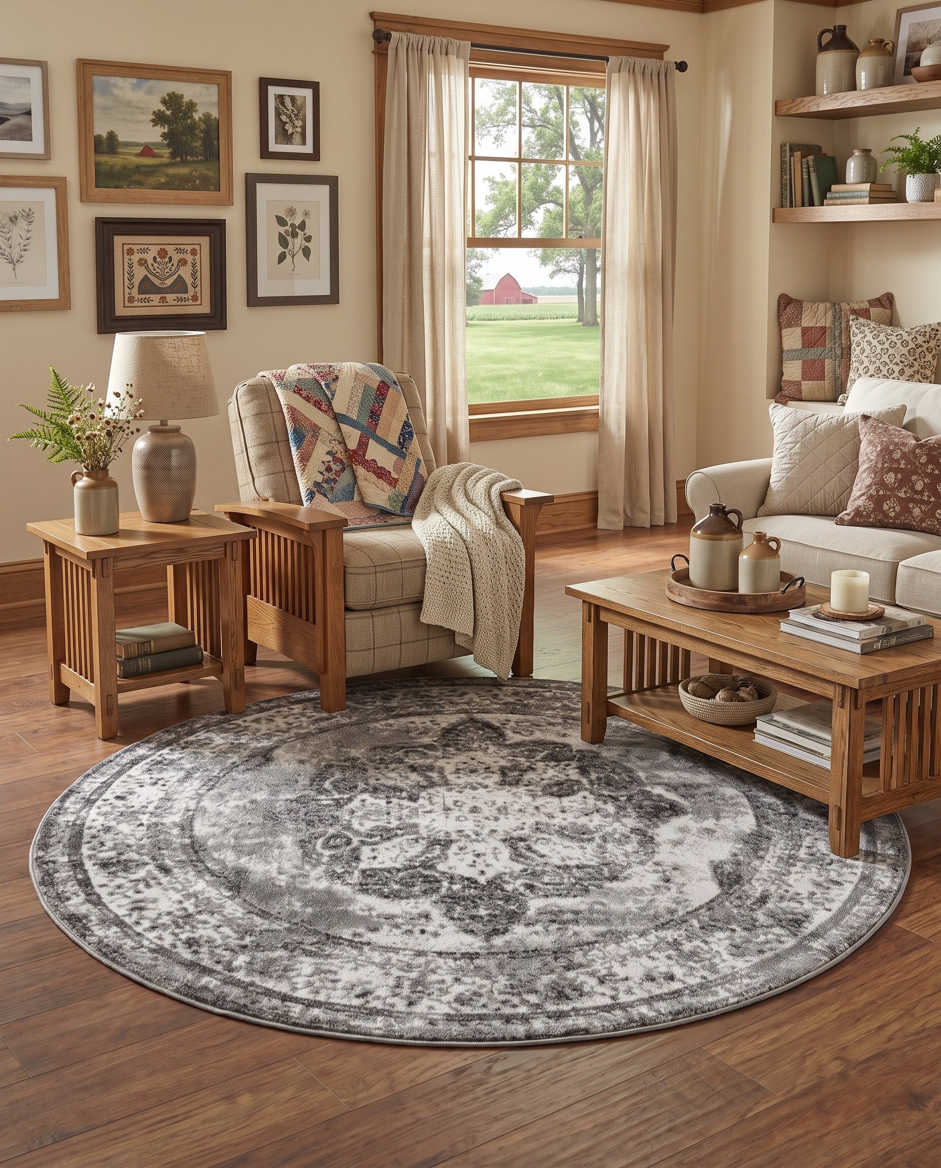 Gray Monte Carlo Round Rug