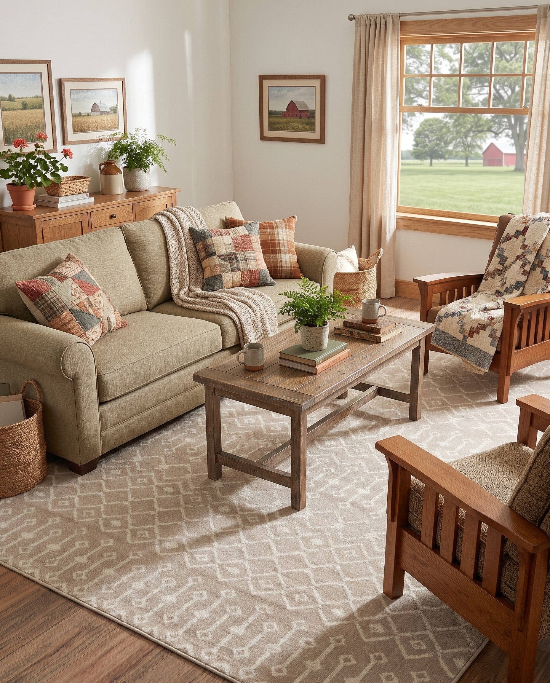 Beige Kasbah Trellis Rug