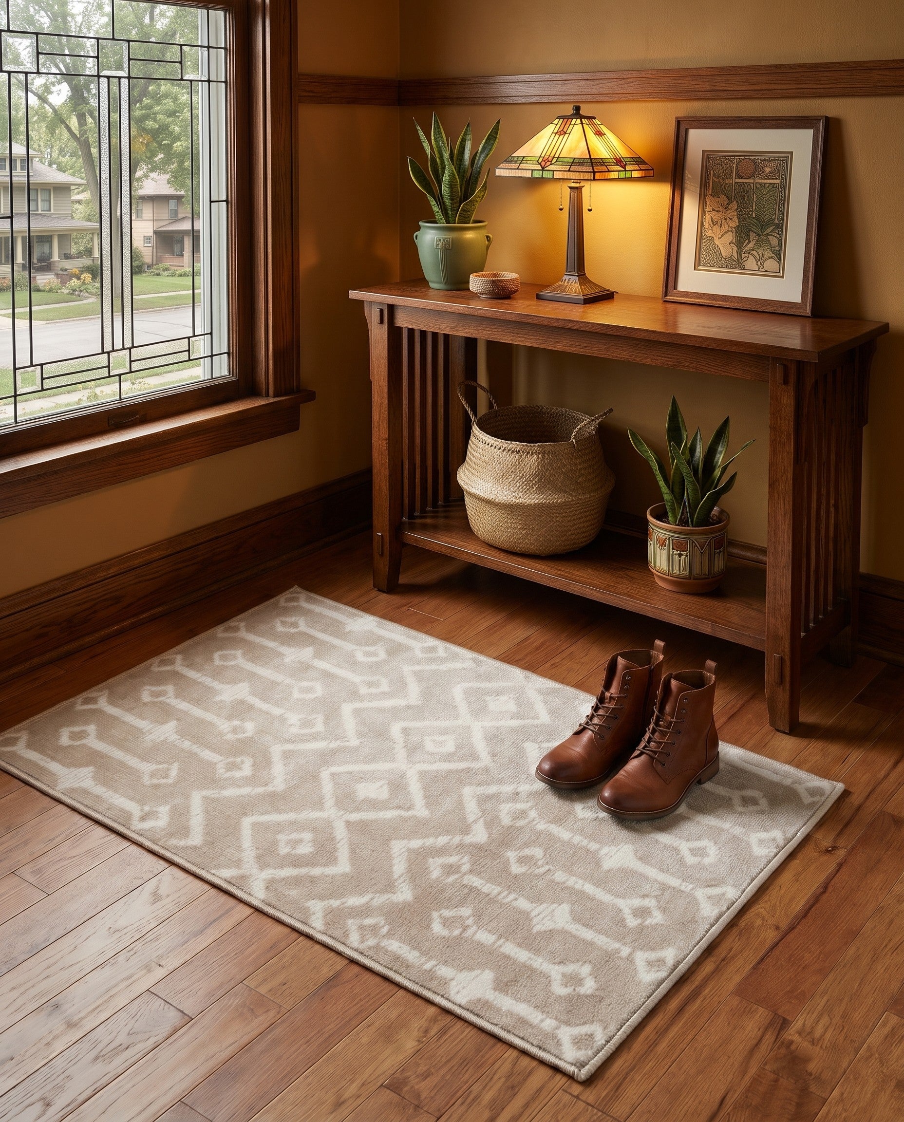 Beige Kasbah Trellis Rug