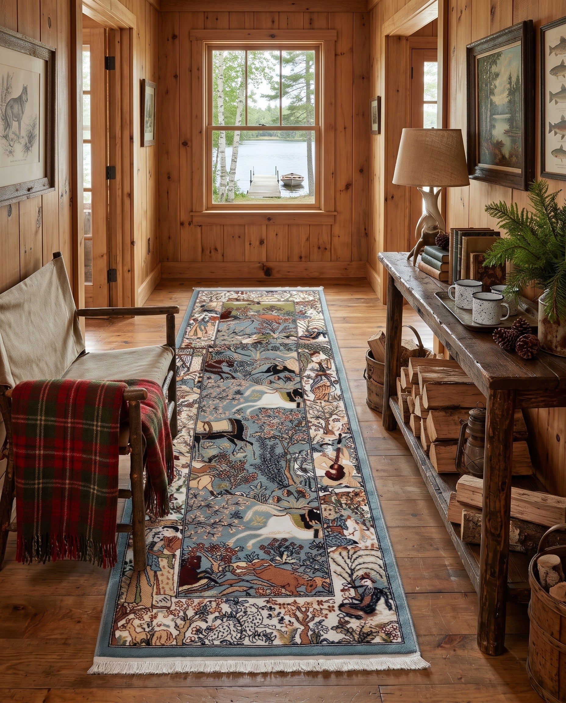 Blue Nain Design Runner Rug