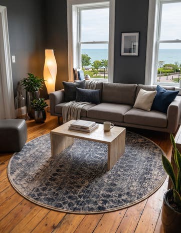 Gray Caspian Round Rug