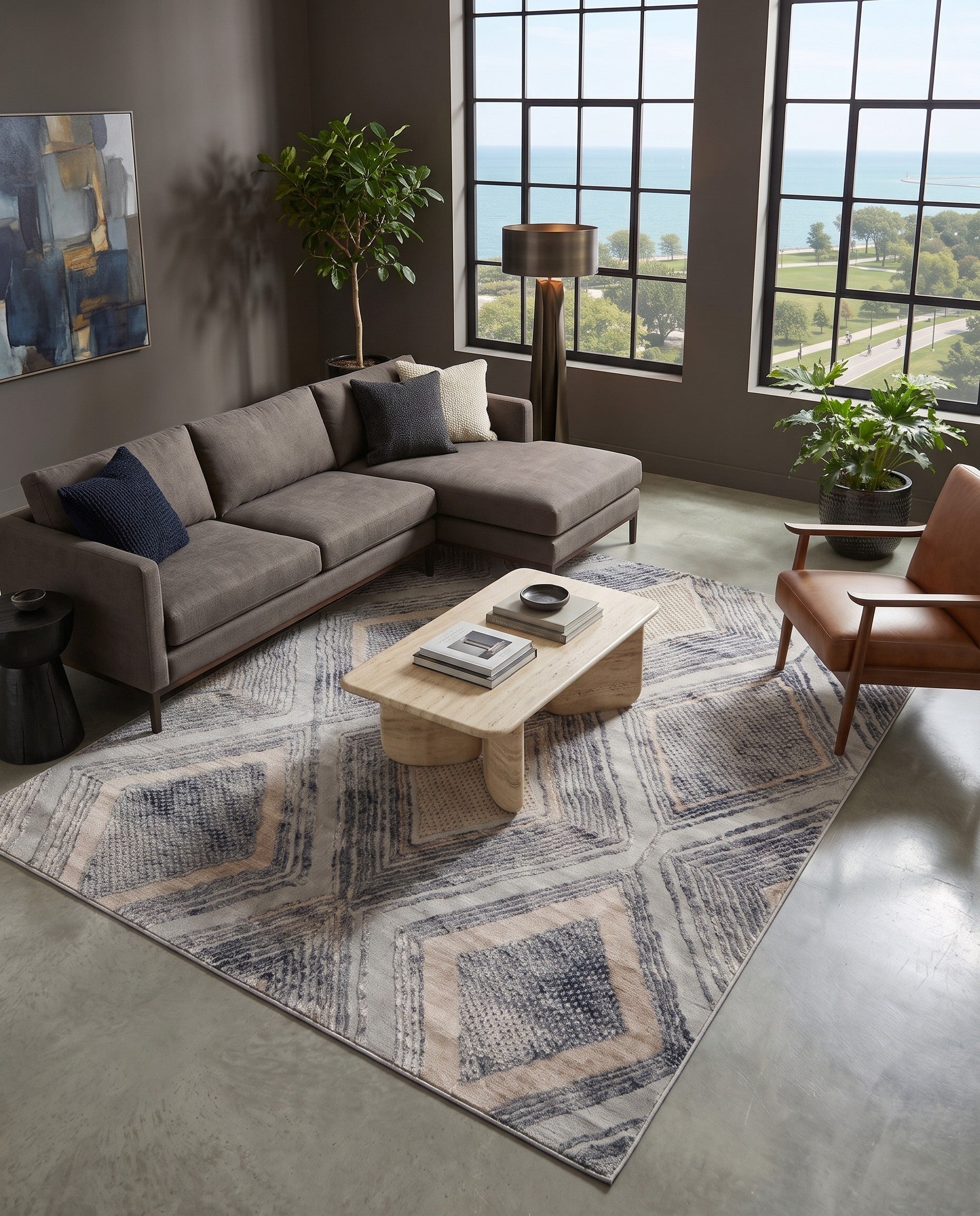 Cream and Gray Caspian Rug