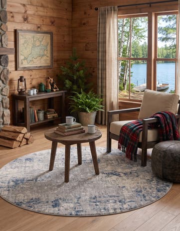 Blue Gray Caspian Round Rug