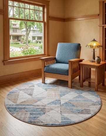 Blue Leipzig Round Rug