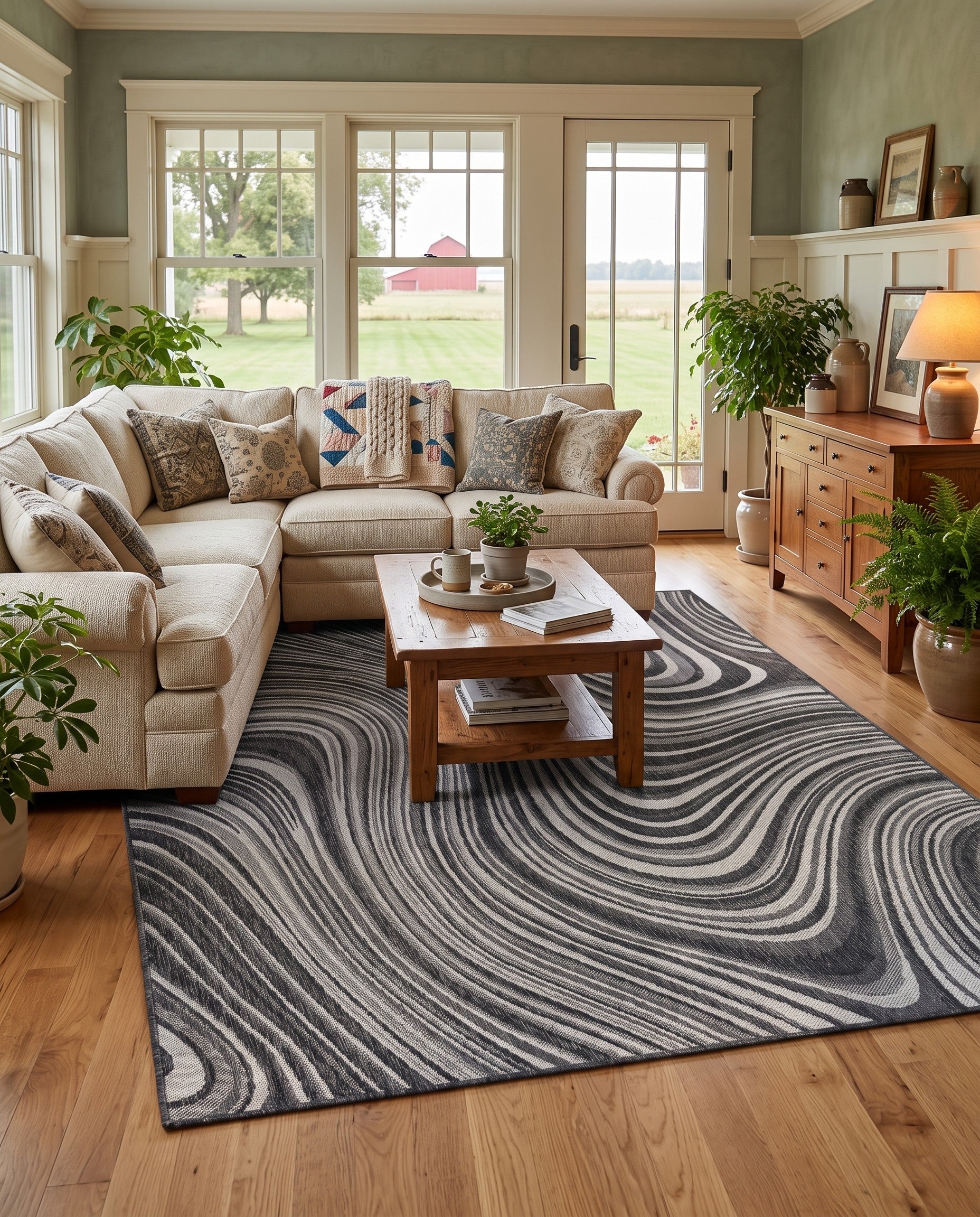 Charcoal Gray Easy-Clean Modern Indoor / Outdoor Rug