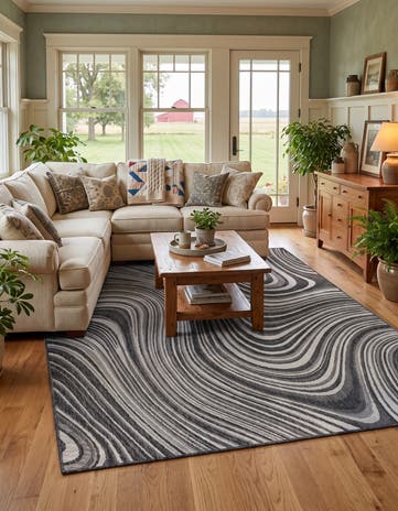 Charcoal Gray Easy-Clean Modern Indoor / Outdoor Rug