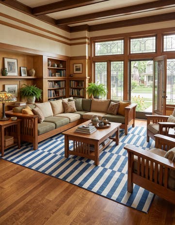 Blue Easy-Clean Ribbon Indoor / Outdoor Rug