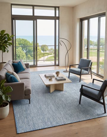 Aqua Easy-Clean Lattice Indoor / Outdoor Rug