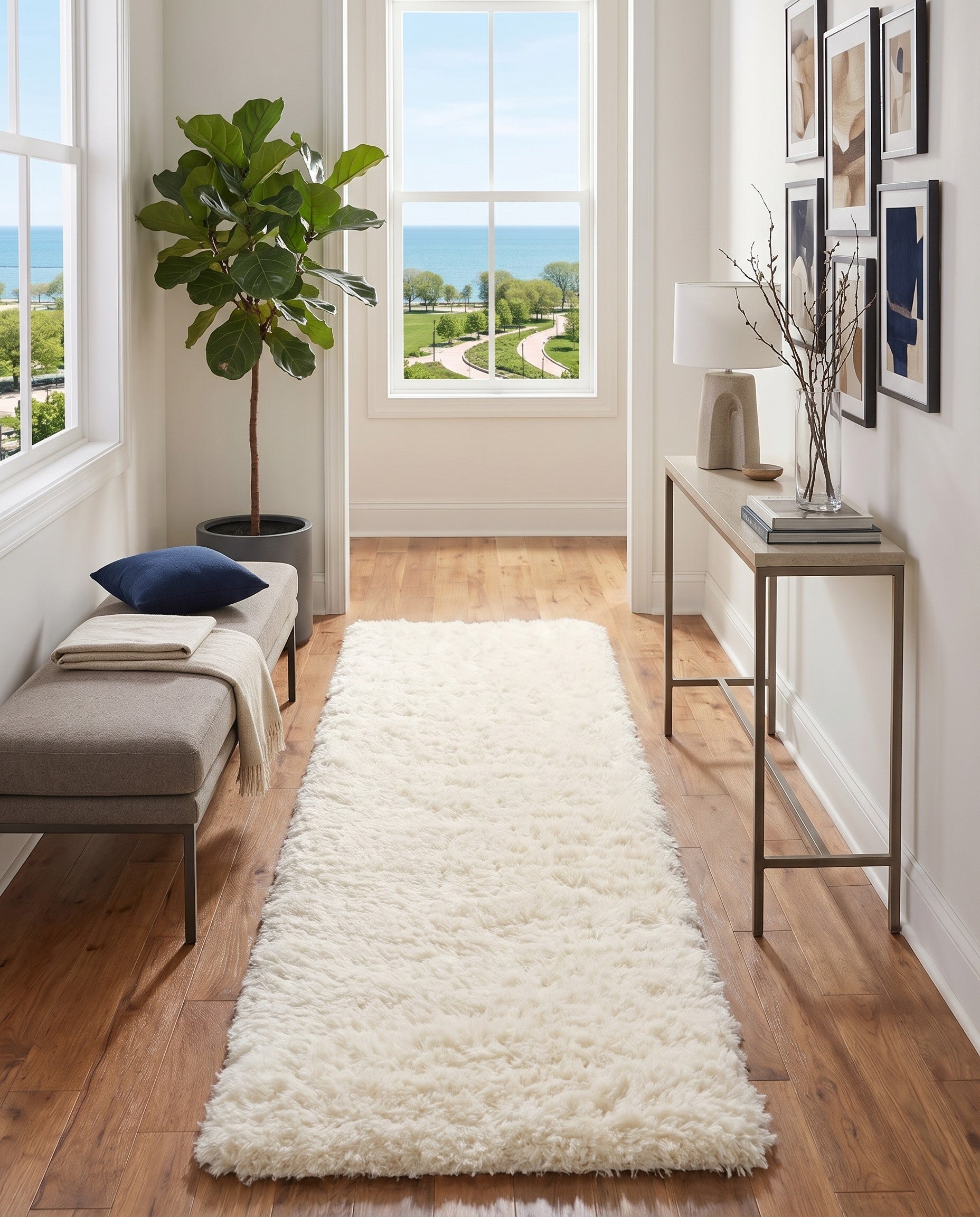 Pearl Infinity Shag Runner Rug