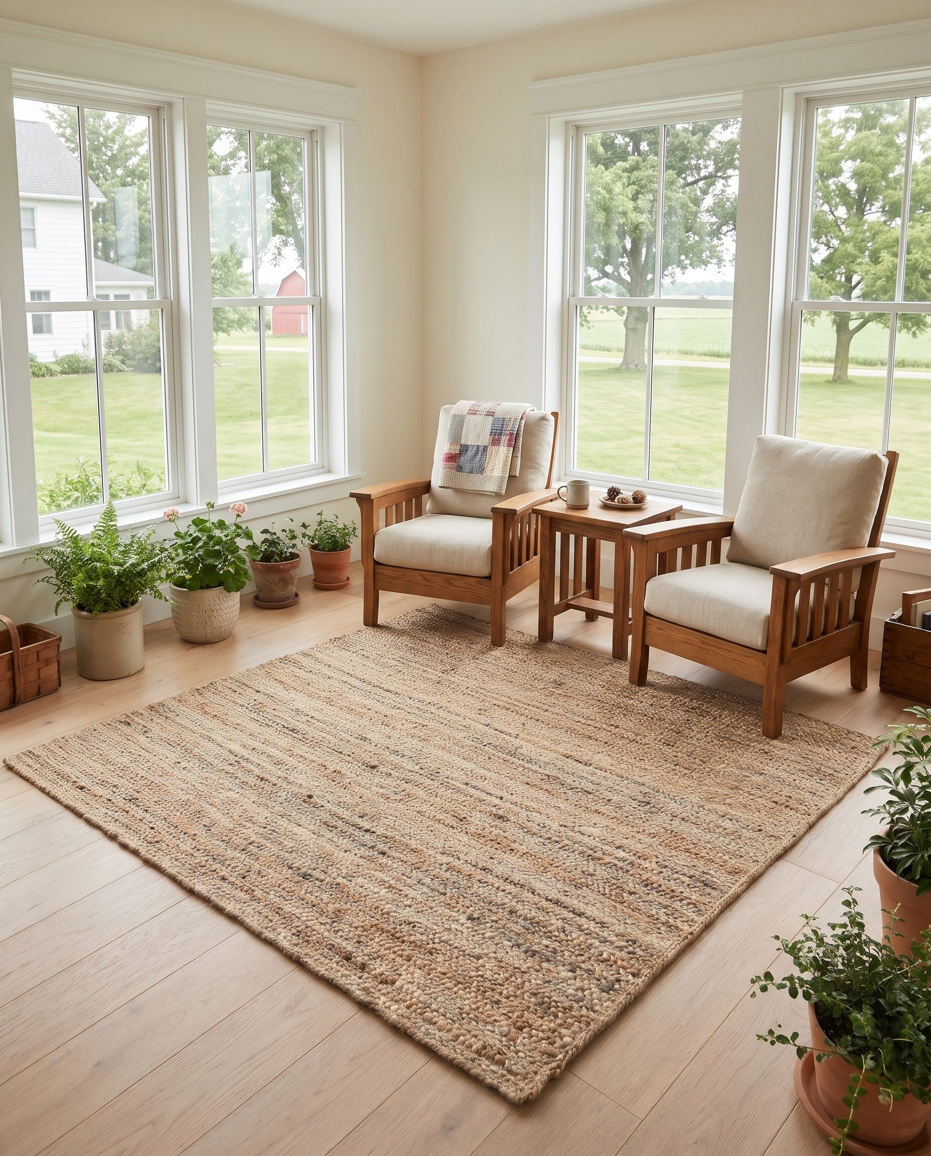 Natural Handmade Braided Jute Square Rug