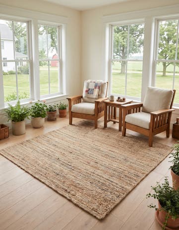 Natural Handmade Braided Jute Square Rug