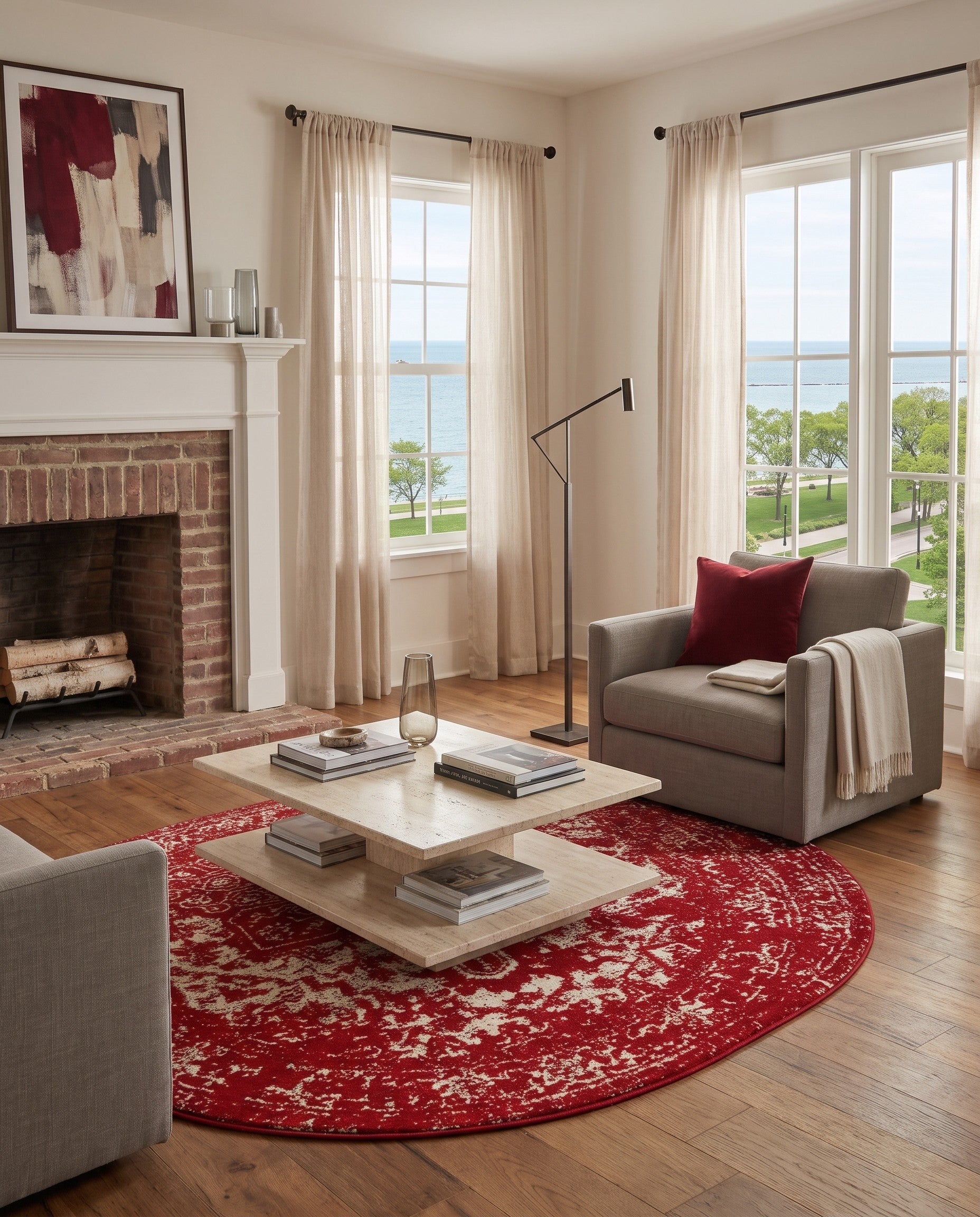 Red Arlington Oval Rug