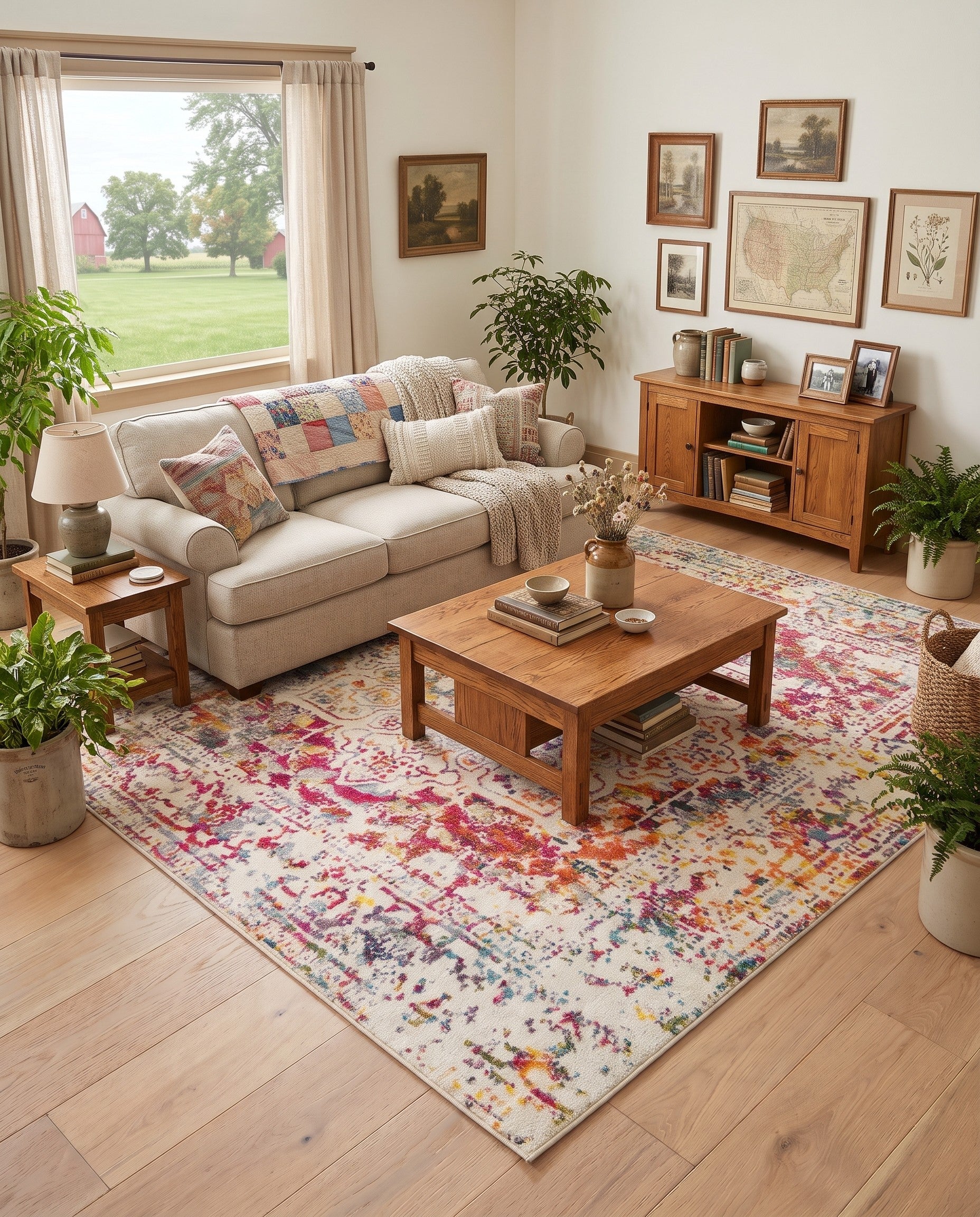 Light Multi Arlington Square Rug