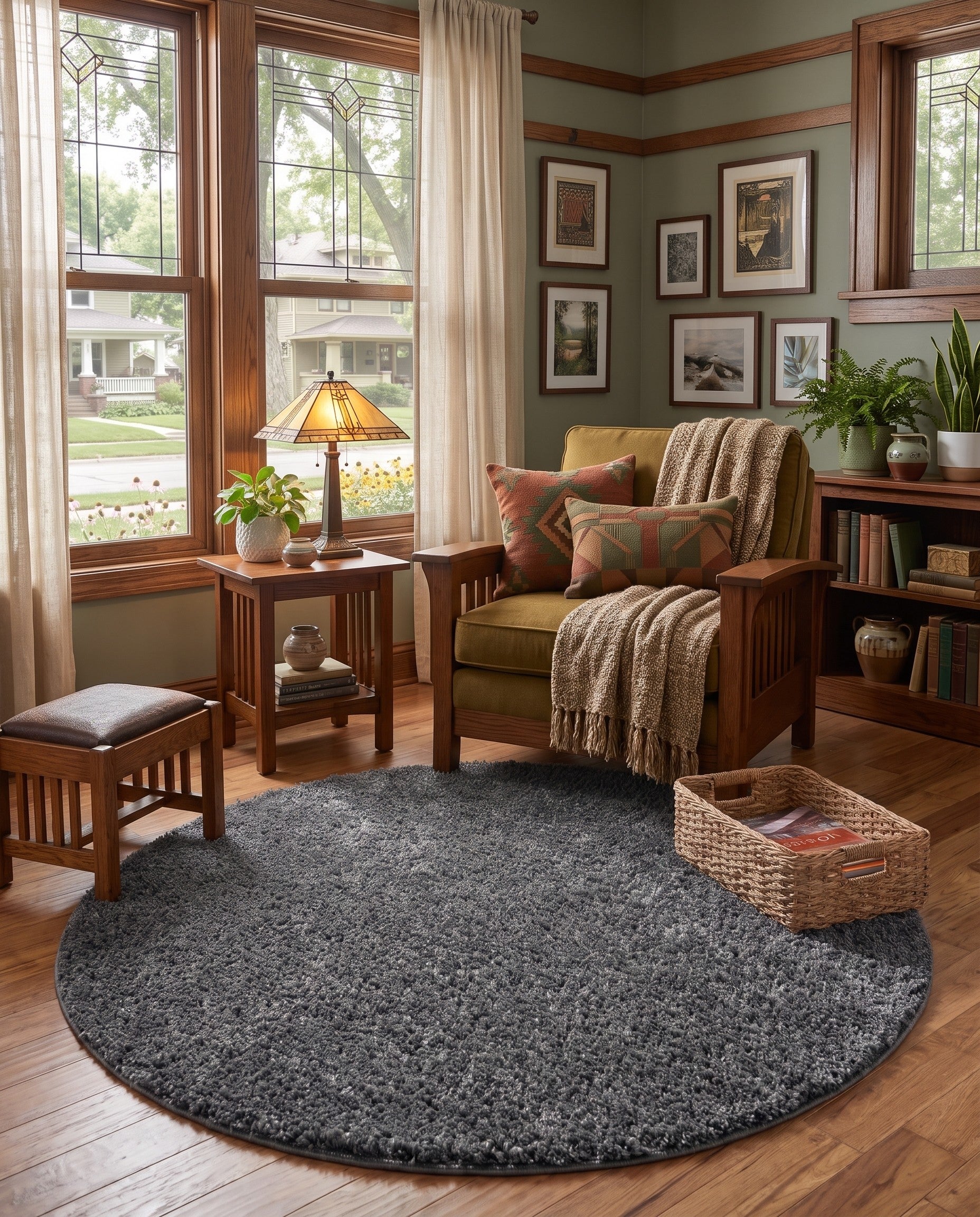 5' x 5' Soft Solid Shag Round Rug
