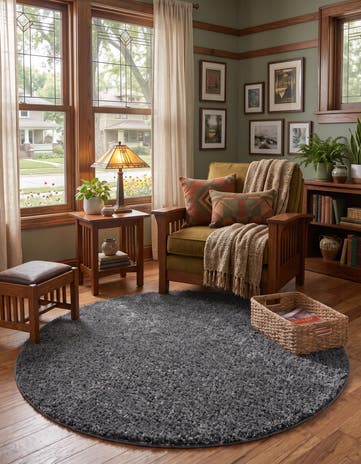 5' x 5' Soft Solid Shag Round Rug