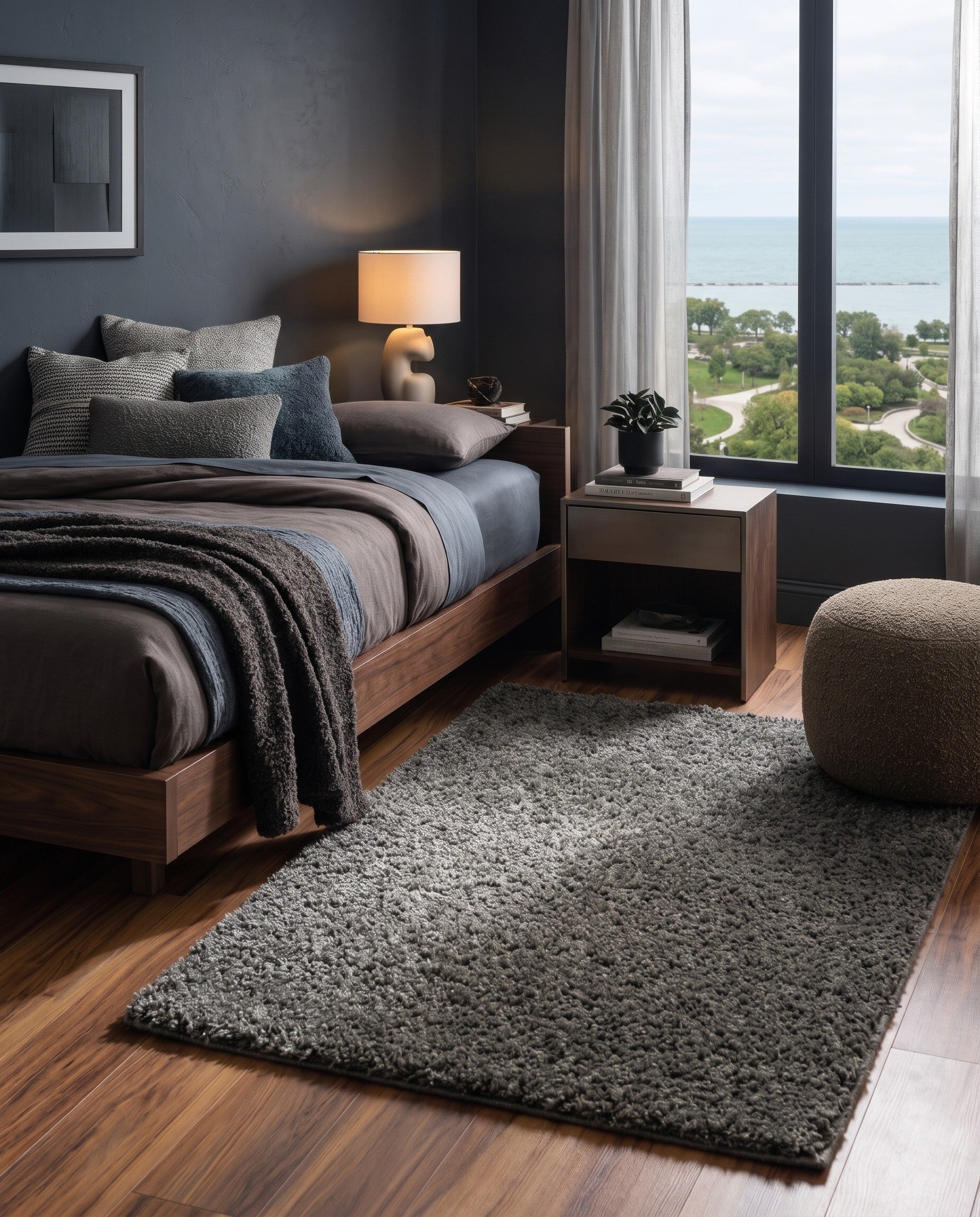 Smoke Gray Soft Solid Shag Rug