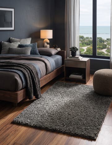 Smoke Gray Soft Solid Shag Rug