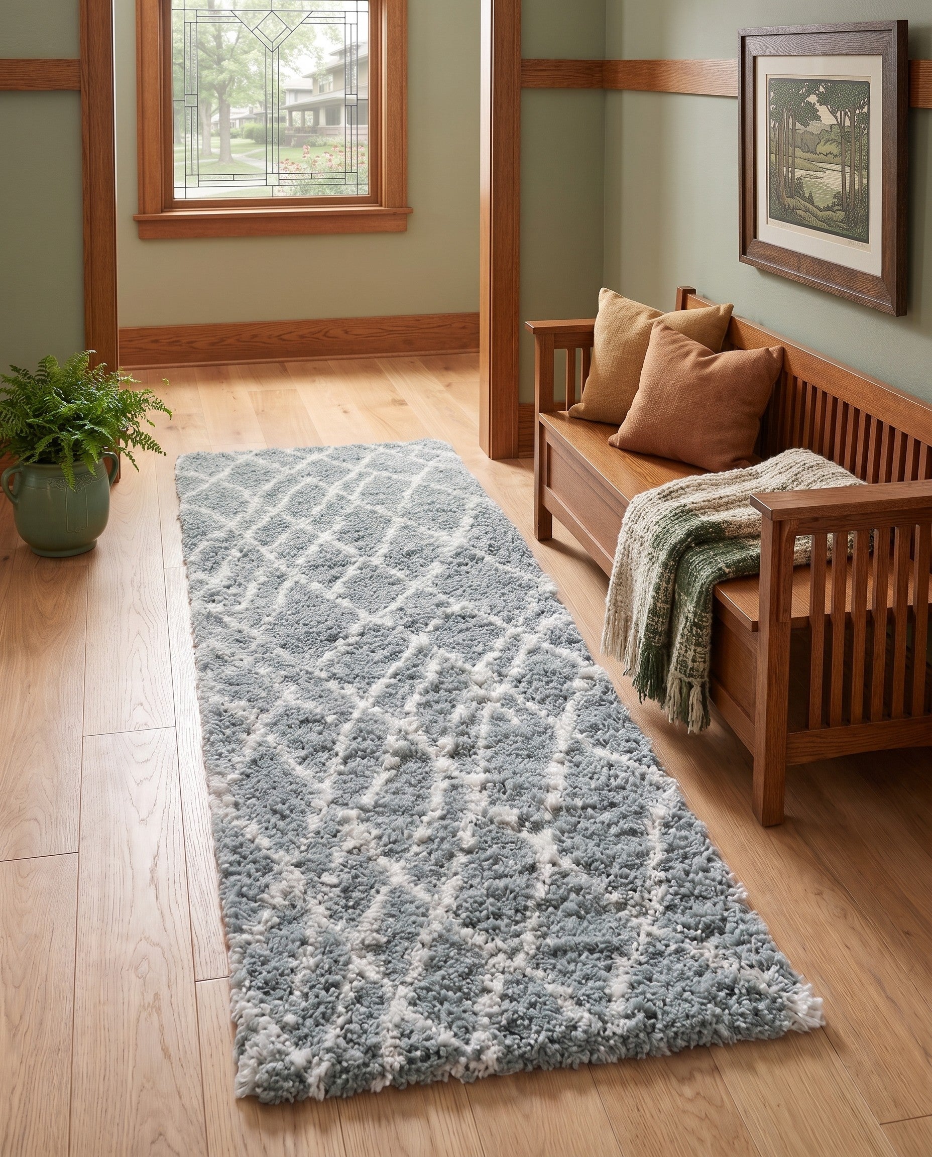 Sage Green Soft Touch Shag Runner Rug