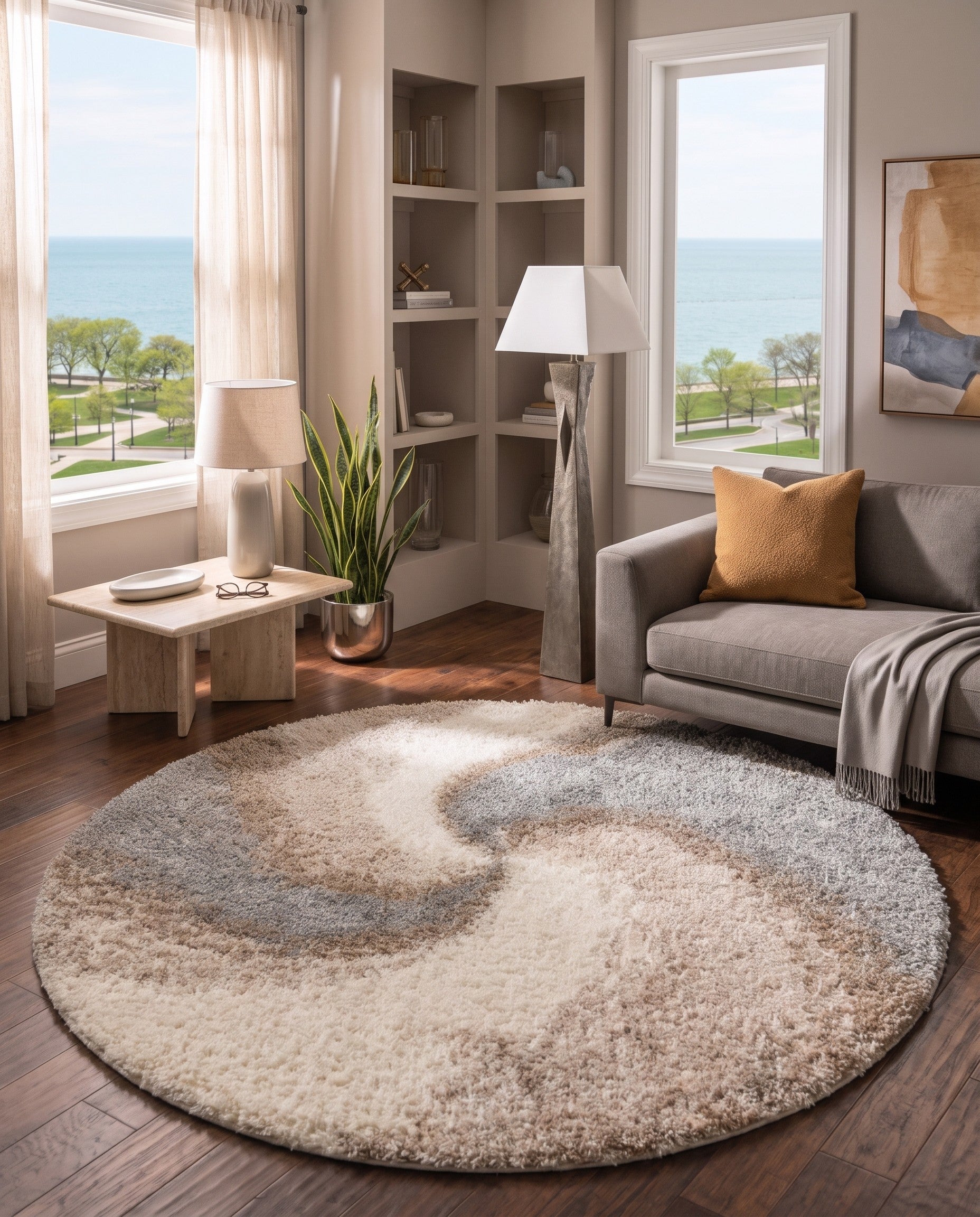 5' 3 x 5' 3 Soft Touch Shag Round Rug