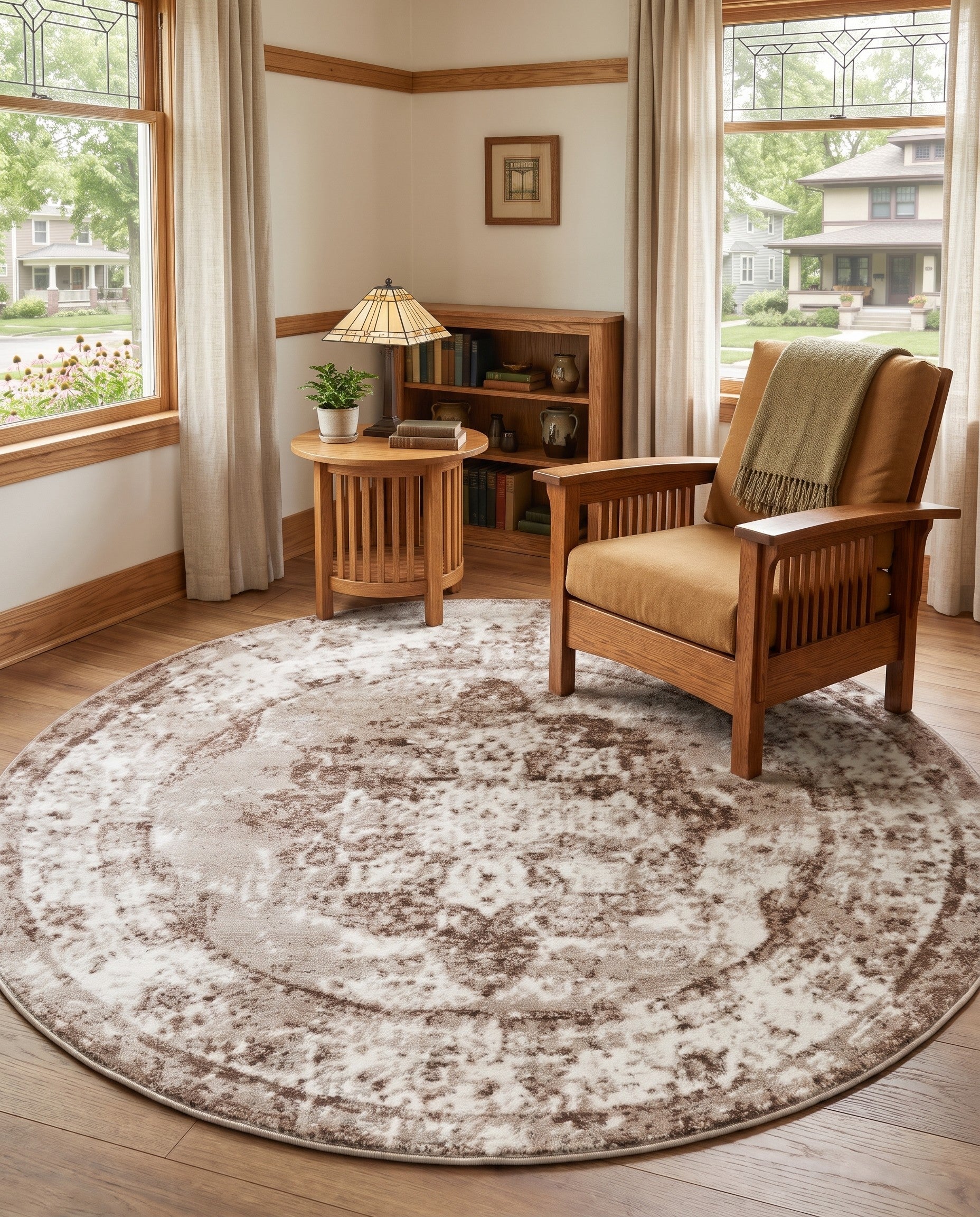 Beige Monte Carlo Round Rug