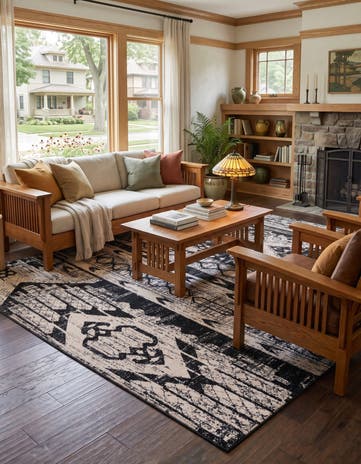 Black and White Oregon Rug