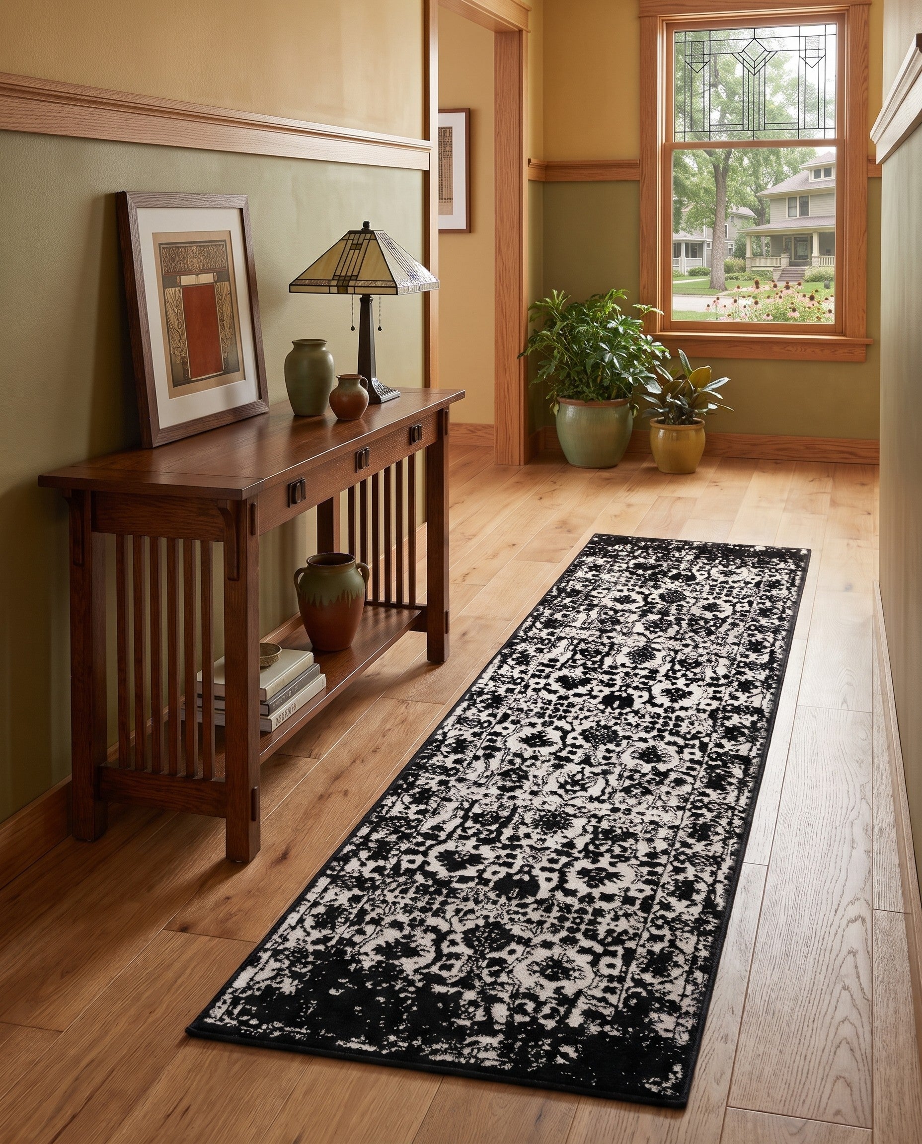 Black and White Oregon Runner Rug
