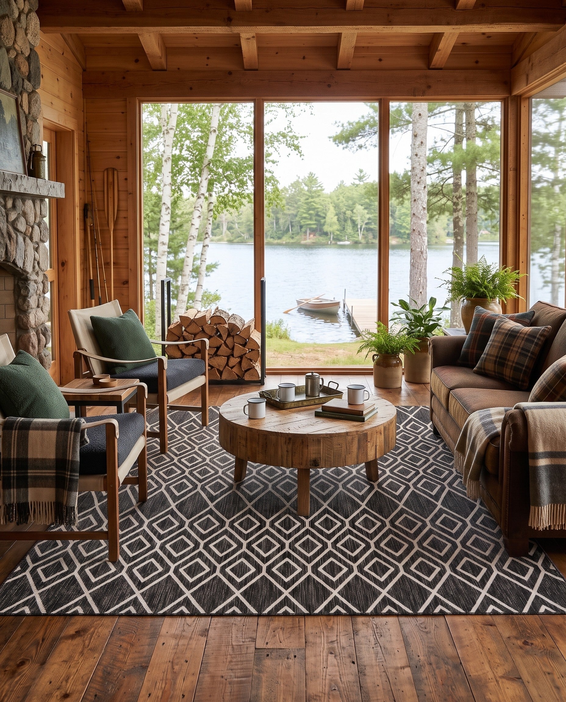 Charcoal Gray Easy-Clean Jill Zarin Turks and Caicos Indoor / Outdoor Square Rug
