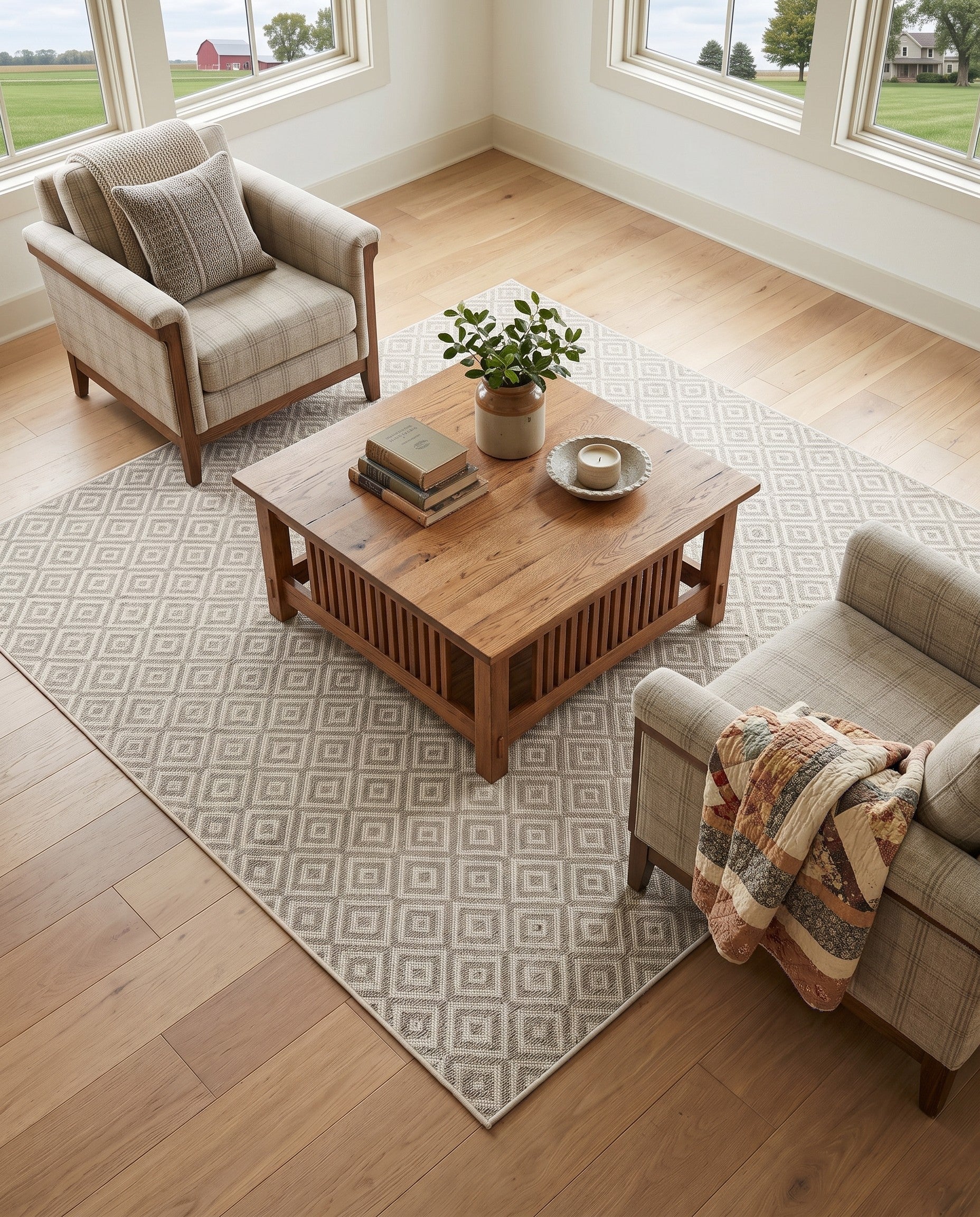 Light Gray Easy-Clean Jill Zarin Costa Rica Indoor / Outdoor Square Rug