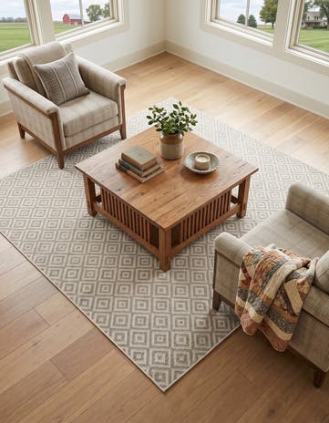 Light Gray Easy-Clean Jill Zarin Costa Rica Indoor / Outdoor Square Rug