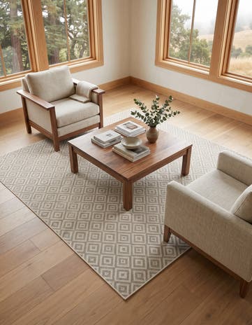 Light Gray Easy-Clean Jill Zarin Costa Rica Indoor / Outdoor Square Rug