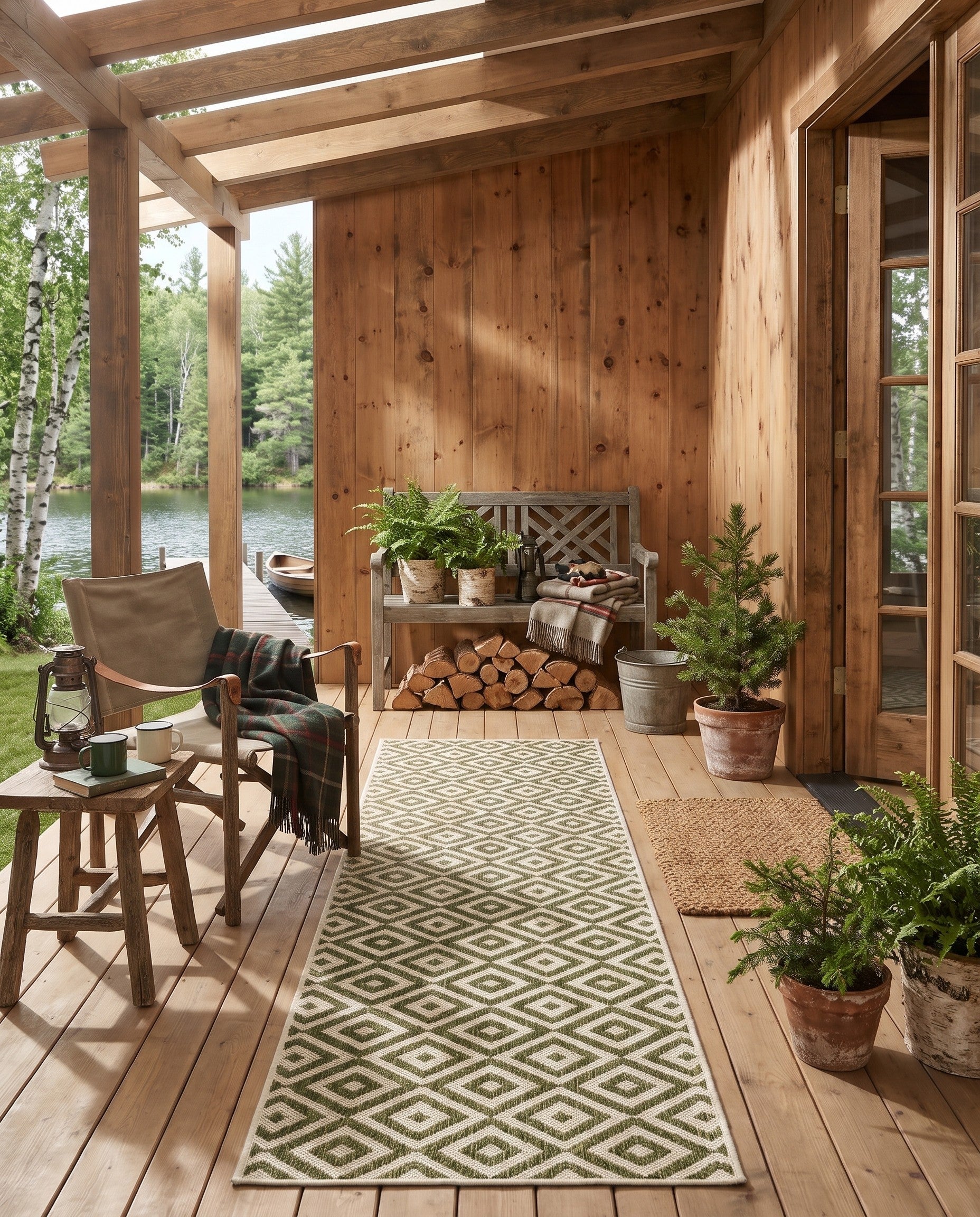 Green Easy-Clean Jill Zarin Costa Rica Indoor / Outdoor Runner Rug
