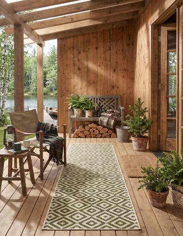 Green Easy-Clean Jill Zarin Costa Rica Indoor / Outdoor Runner Rug