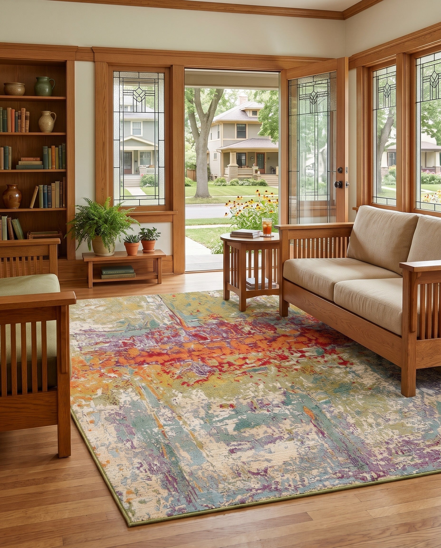 3' 3 x 5' 3 Easy-Clean Modern Indoor / Outdoor Rug