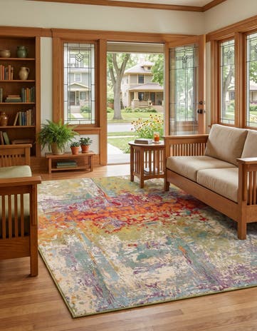 3' 3 x 5' 3 Easy-Clean Modern Indoor / Outdoor Rug
