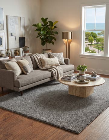 Gray Solid Frieze Rug
