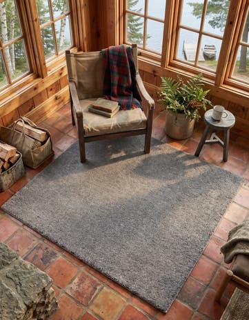 Gray Solid Frieze Square Rug