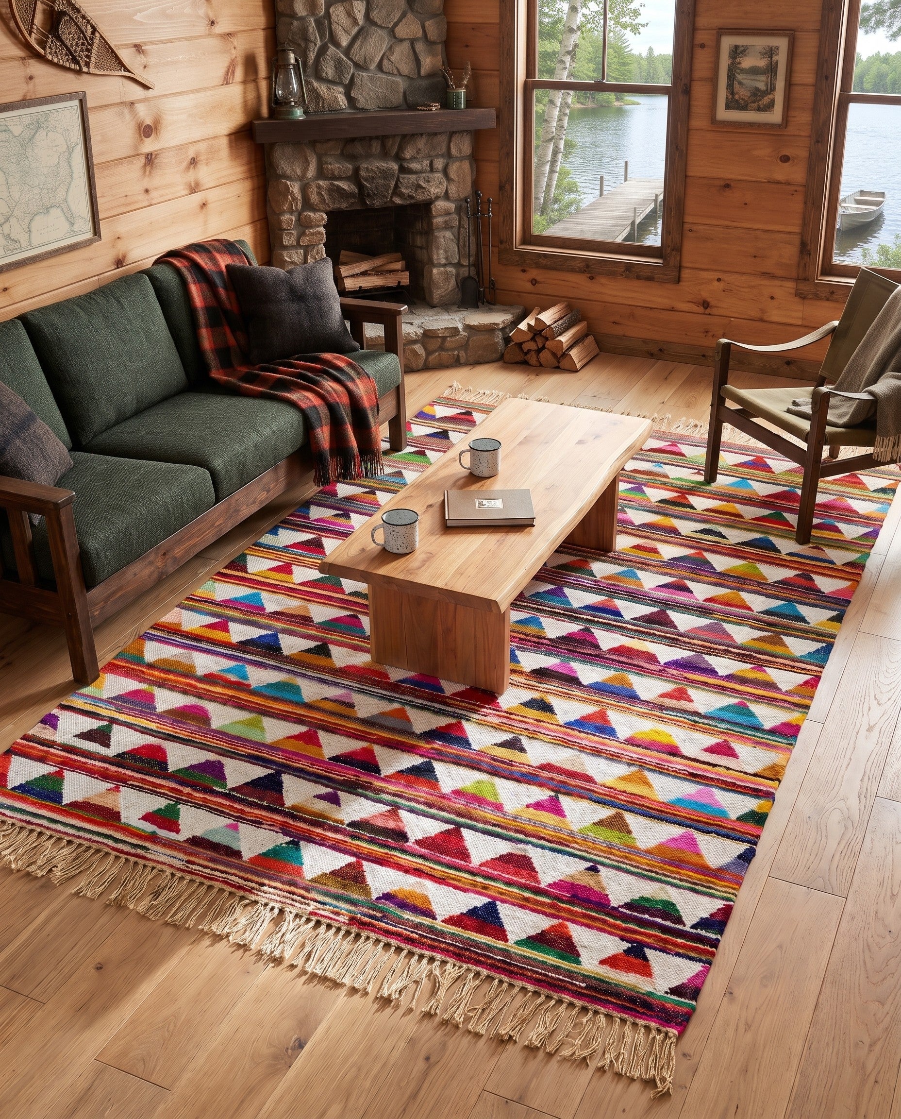 5' 1 x 8' Hand Woven Chindi Trellis Rug