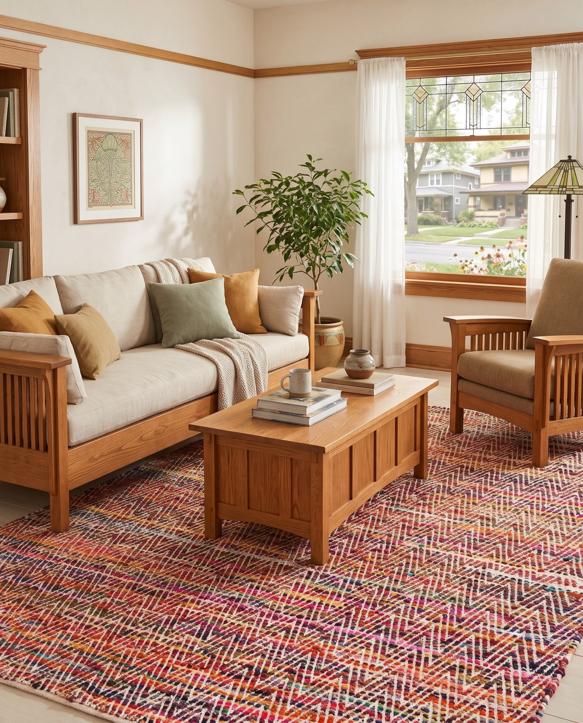 Hand Woven Chindi Chevron Rug