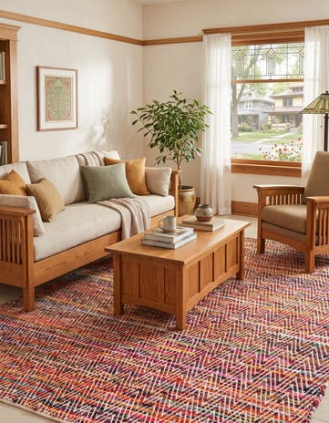 Hand Woven Chindi Chevron Rug