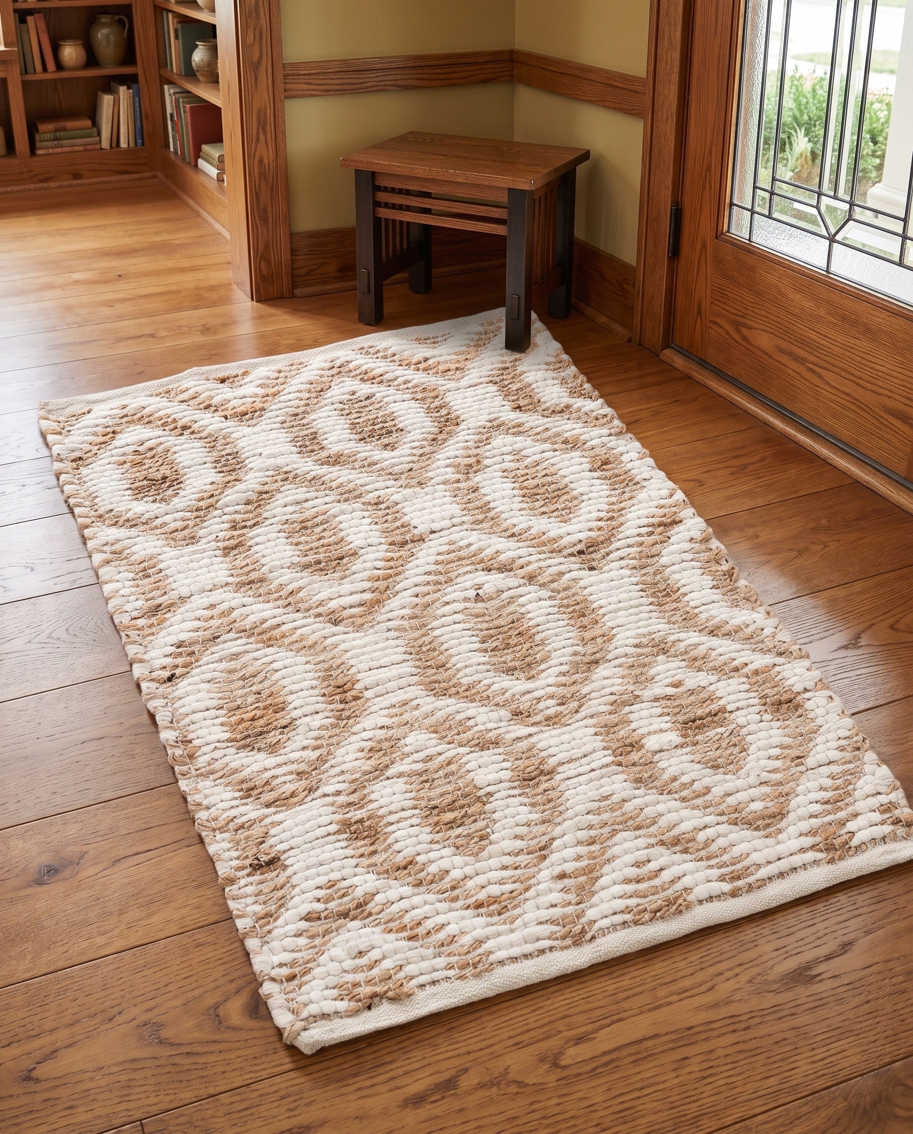 White Hand Woven Chindi Jute Rug