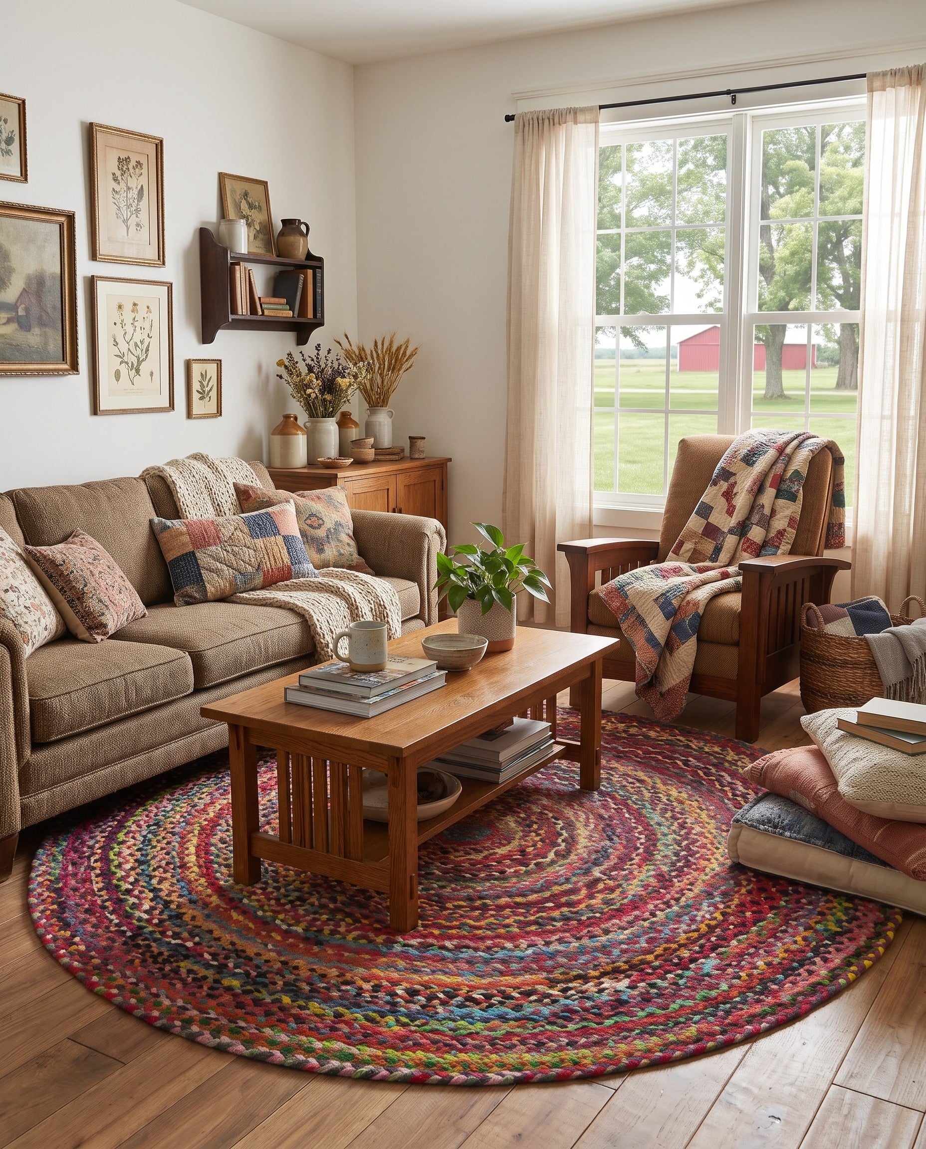 5' 1 x 5' 1 Handmade Braided Chindi Round Rug